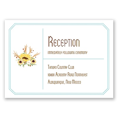 Country Sunflowers - Fountain - Reception Card