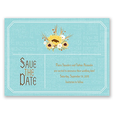 Country Sunflowers - Fountain - Save the Date Card