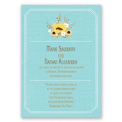 Country Sunflowers - Fountain - Invitation