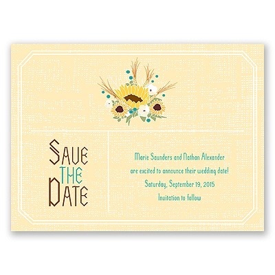 Country Sunflowers - Honey - Save the Date Card