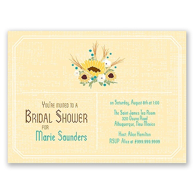 Country Sunflowers - Honey - Bridal Shower Invitation