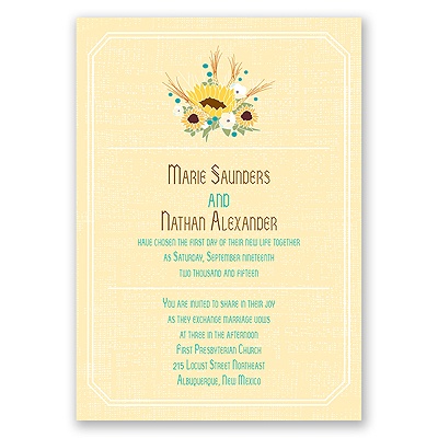 Country Sunflowers - Honey - Invitation