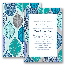 Rustic Leaves - Aqua - Invitation