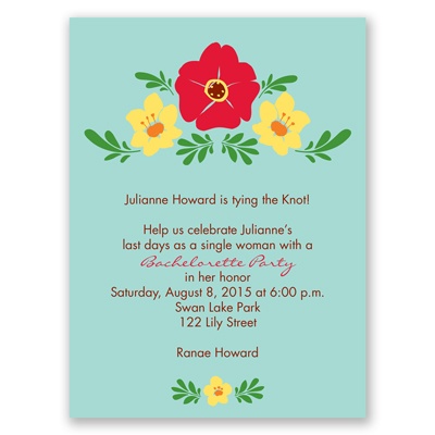 Blooming Vintage - Aqua - Bachelorette Party Invitation