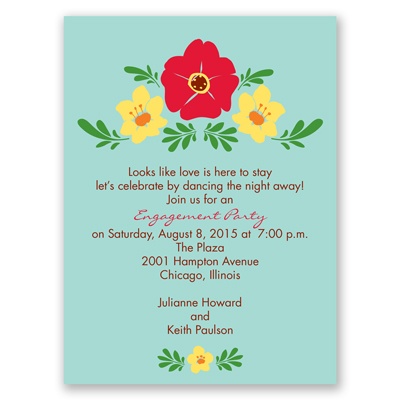 Blooming Vintage - Aqua - Engagement Party Invitation