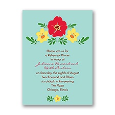 Blooming Vintage - Aqua - Rehearsal Dinner Invitation