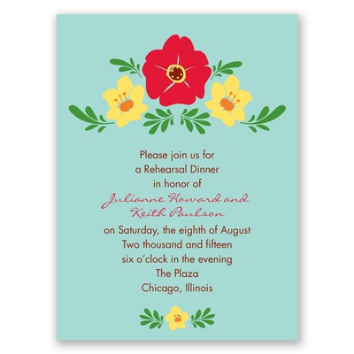 Blooming Vintage - Aqua - Rehearsal Dinner Invitation