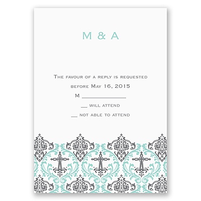 Damask Cross - Response Card and Envelope