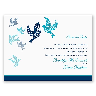 Filigree Doves - Save the Date Card