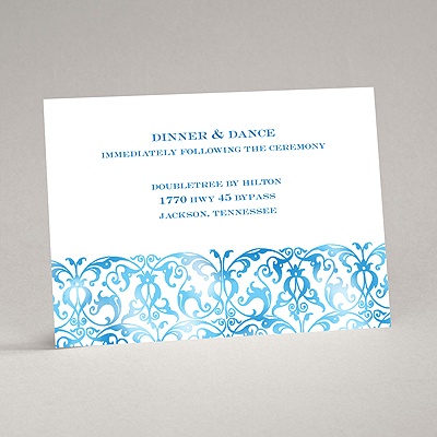 Filigree Damask - Celestial Blue - Reception Card