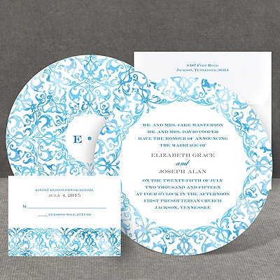 Filigree Damask - Celestial Blue - Invitation