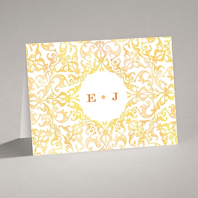 Filigree Damask - Canary - Note Card and Envelope