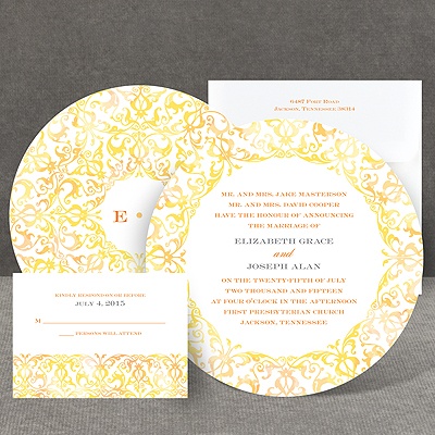 Filigree Damask - Canary - Invitation