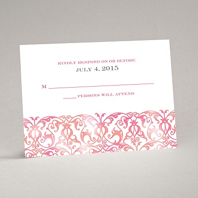 Filigree Damask - Melon - Response Card and Envelope