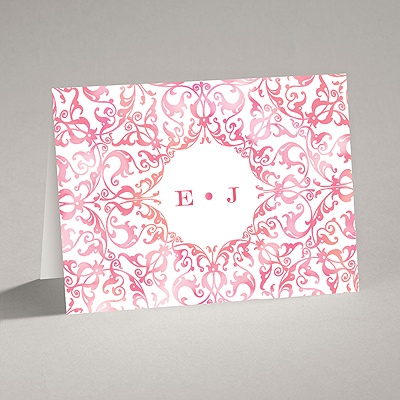 Filigree Damask - Melon - Note Card and Envelope