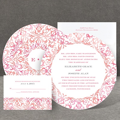 Filigree Damask - Melon - Invitation