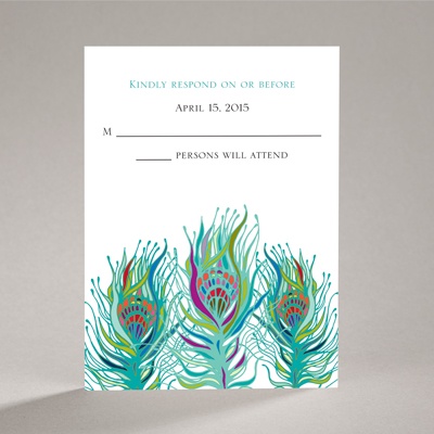 Nouveau Peacock - Response Card and Envelope