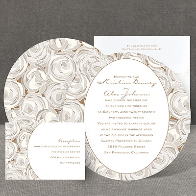 Mod Roses - Latte - Invitation