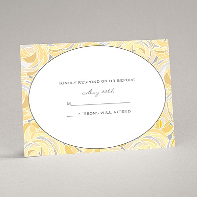 Mod Roses - Pewter - Response Card and Envelope