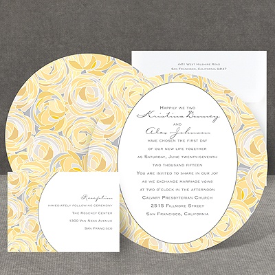 Mod Roses - Pewter - Invitation