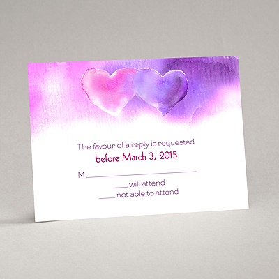 Watercolor Hearts - Response Card and Envelope