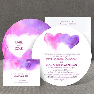 Watercolor Hearts - Invitation