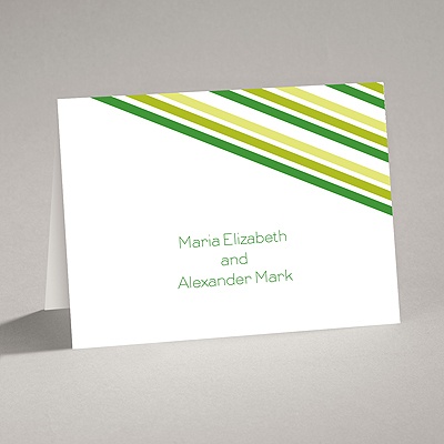 Stylish Stripes - Kelly Green - Note Card and Envelope