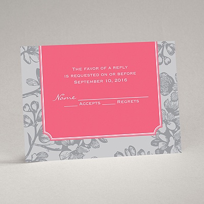 Blossom Border - Posie Pink - Response Card and Envelope