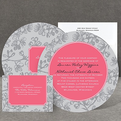 Blossom Border - Posie Pink - Invitation