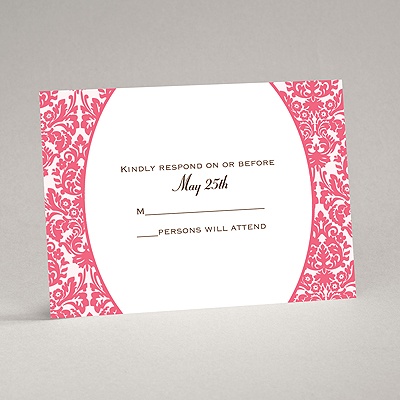 Surrounded in Damask - Posie Pink - Response Card and Envelope