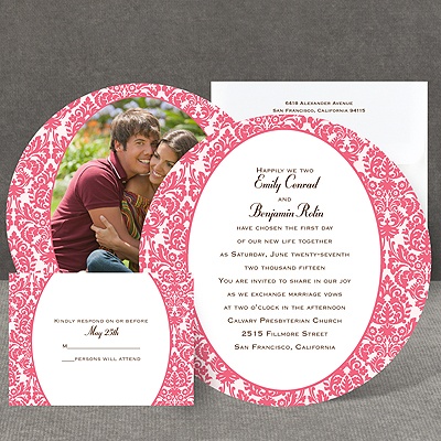 Surrounded in Damask - Posie Pink - Invitation