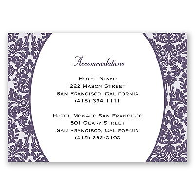 Damask Borders - Accommodations Card