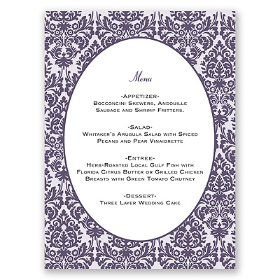 Damask Borders - Menu Card