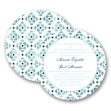 Romantic Mosaic - Navy - Invitation