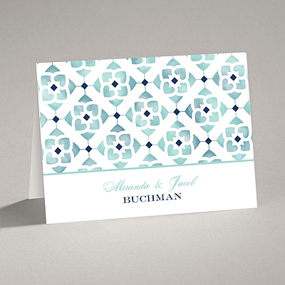 Romantic Mosaic - Navy - Note Card and Envelope