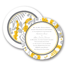 Funky Floral - Pewter - Invitation