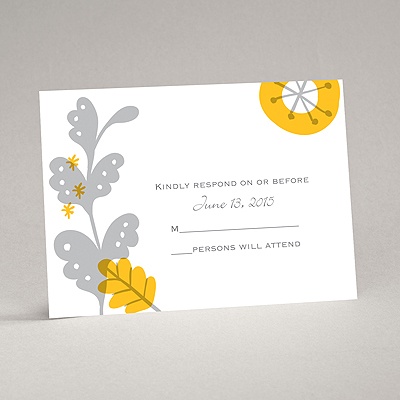 Funky Floral - Pewter - Response Card and Envelope