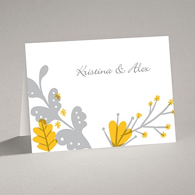 Funky Floral - Pewter - Note Card and Envelope