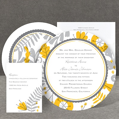 Funky Floral - Pewter - Invitation