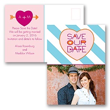 Heart and Arrow - Save the Date Postcard