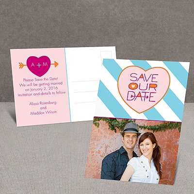 Heart and Arrow - Save the Date Postcard