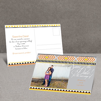 Tribal Hearts - Citrus - Save the Date Postcard