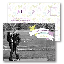 Paper Cranes - Freesia - Save the Date Postcard
