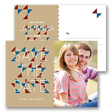 Triangle Style - Champagne - Save the Date Postcard