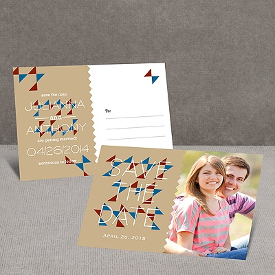 Triangle Style - Champagne - Save the Date Postcard