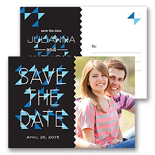 Triangle Style - Black - Save the Date Postcard