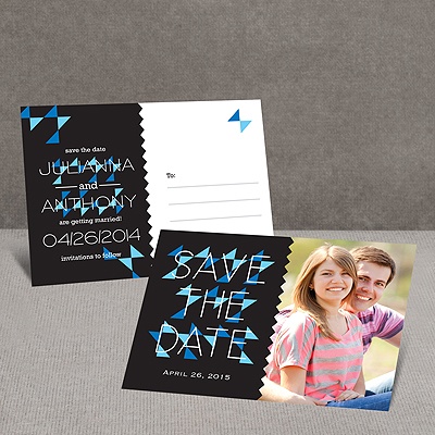 Triangle Style - Black - Save the Date Postcard