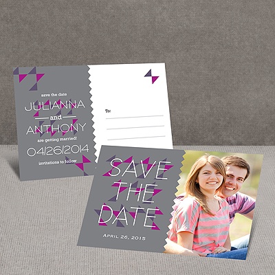 Triangle Style - Pewter - Save the Date Postcard