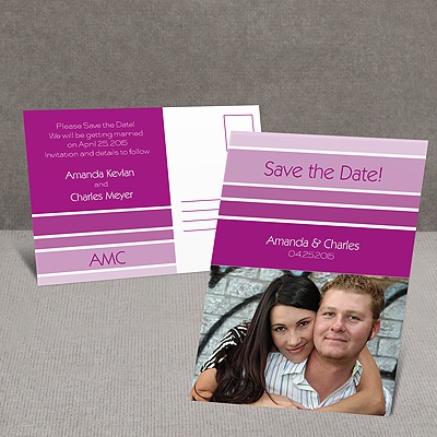 Ombre Stripes - Save the Date Postcard