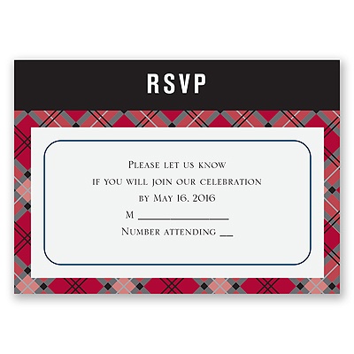 Moustaches - Merlot - Response Card and Envelope